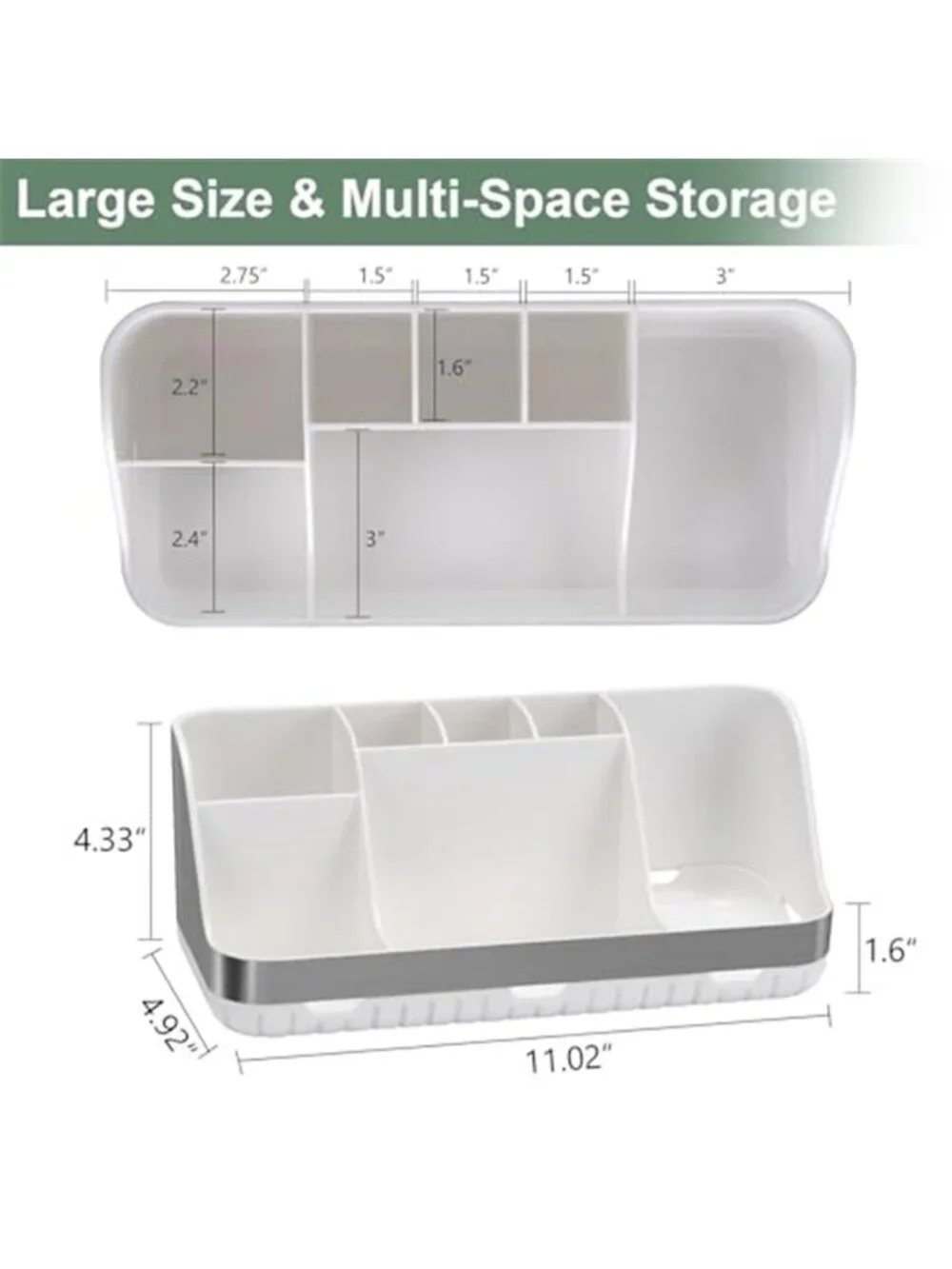 Bathroom Organizer Toothbrush Holder Countertop Storage 2 Tier 7 Slot Tray